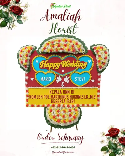 Karangan Papan Bunga Pernikahan di Cabawan